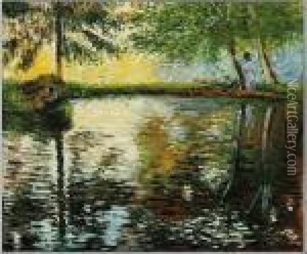 Monet - The Pond At Montgeron Oil Painting - Claude Oscar Monet