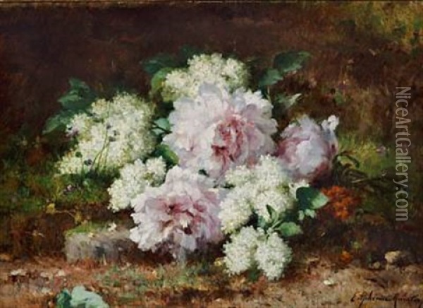 Peonies And Lilacs Oil Painting - Euphemie Muraton