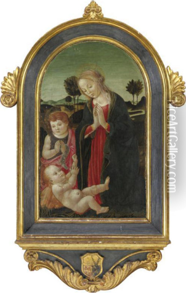Madonna Con Bambino E San Giovannino Oil Painting - Master Of The Johnson Assumpt. Of The Magdalen