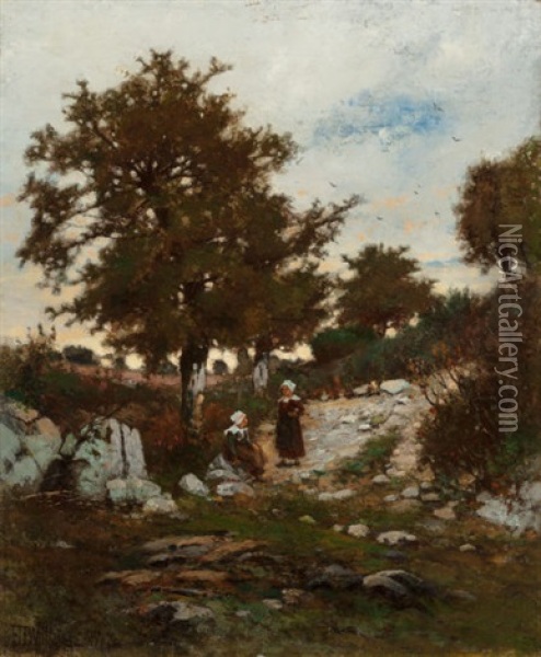 Resting On The Way Home, Brittany Oil Painting - Frederick Dickinson Williams