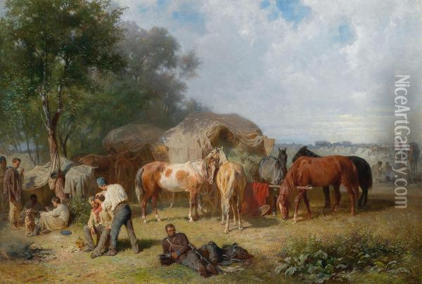 Accampamento Della Cavalleria Oil Painting - Franz Adam