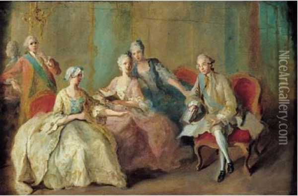 Portrait Presume De La Famille Du Duc De Penthievre : Oil Painting - Jean Baptiste (or Joseph) Charpentier