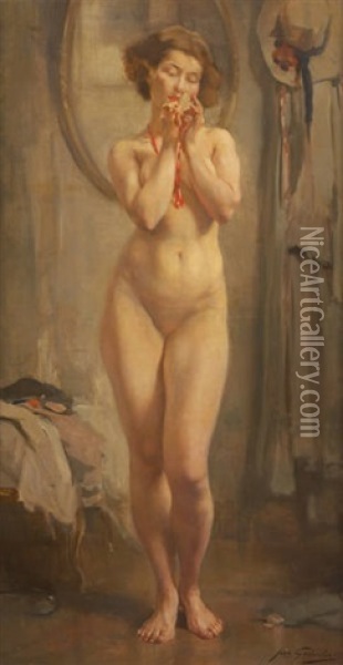 Nu Se Mirant Oil Painting - Jean Leon Henri Gouweloos