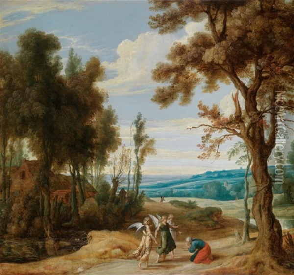 Die Drei Engel Erscheinen Abraham Oil Painting - Jasper van der Laanen
