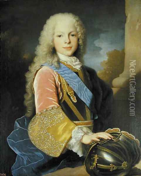 Portrait of Ferdinand de Bourbon and Savoy 1713-59 Prince of Asturias, 1725 Oil Painting - Jean Ranc