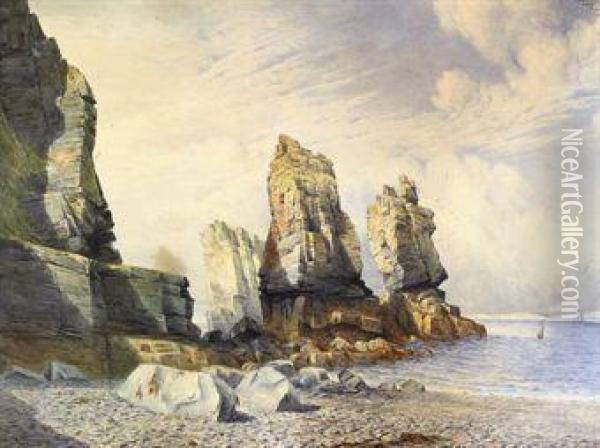 Les Autelets, Island Of Sark Oil Painting - Peter Le Lievre