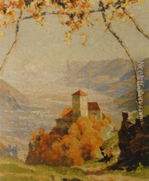 Schloss Tirol, Meran Oil Painting - Hans Maurus