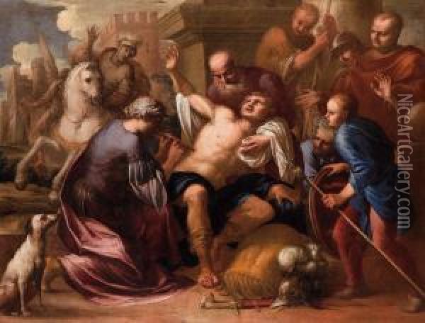 La Guarigione Di San Sebastiano Oil Painting - Andrea Celesti