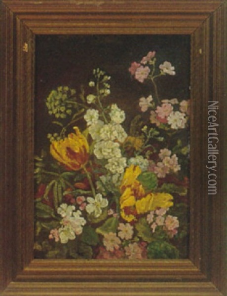 Brogede Blomster Oil Painting - Suzette Holten