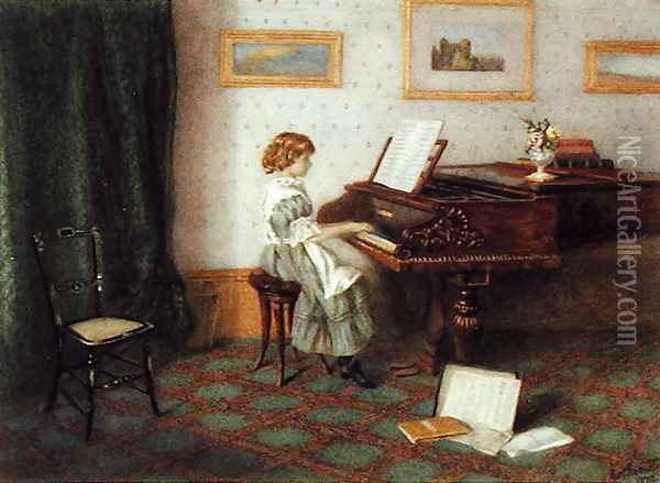 At the Piano Oil Painting - Esther H. Jones
