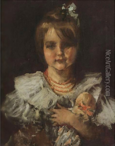 Portrait Of Helen Oil Painting - William Merritt Chase
