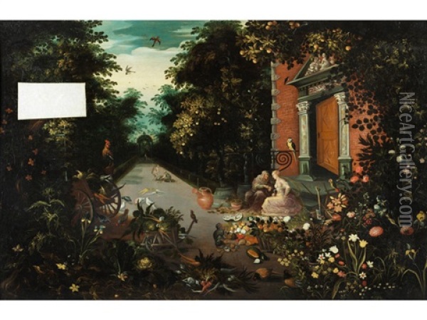 Vertumnus Und Pomona Oil Painting - Jan Brueghel the Younger
