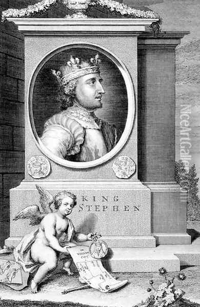 Stephen c.1097-1154 King of England, engraved by the artist Oil Painting - George Vertue