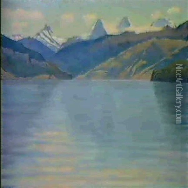 Thunersee Mit Eiger, Monch Und Jungfrau Oil Painting - Max Eugen Brack