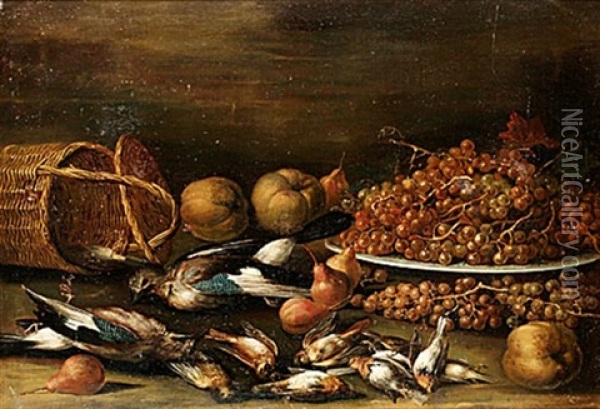 Stilleben Med Frukter Och Doda Faglar Oil Painting - Giovanni (Crivellino) Crivelli