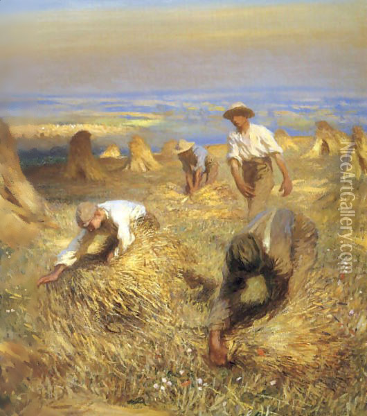 Harvesting the Sheaves 1902 Oil Painting - Sandor Nagy