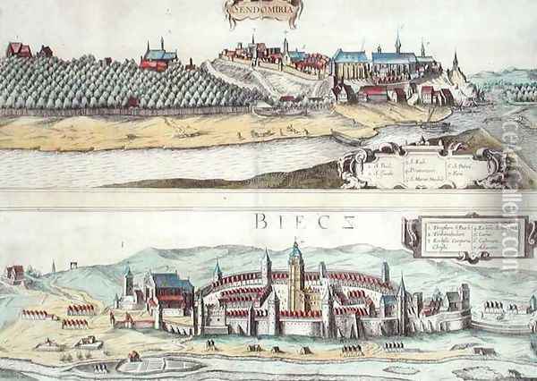 Views of Sendomiria and Biecz from Civitates Orbis Terrarum Oil Painting - Joris Hoefnagel