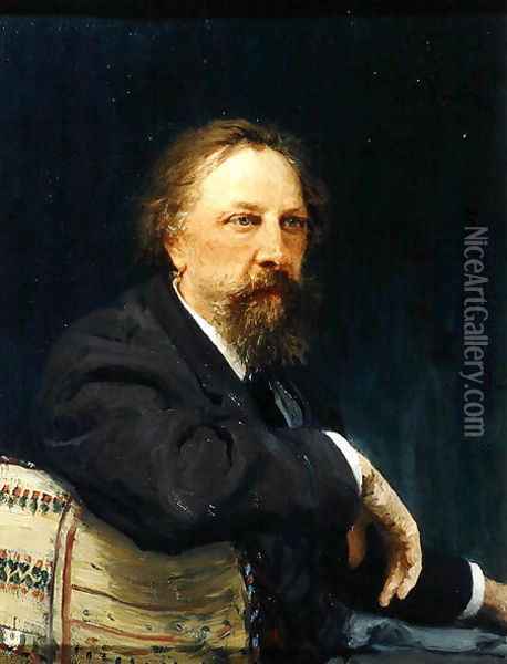 Portrait of the Author Count Alexey K. Tolstoy (1817-1875), 1896 Oil Painting - Ilya Efimovich Efimovich Repin