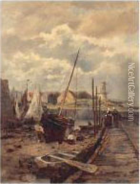 Harbour View Oil Painting - Willem van der Vliet