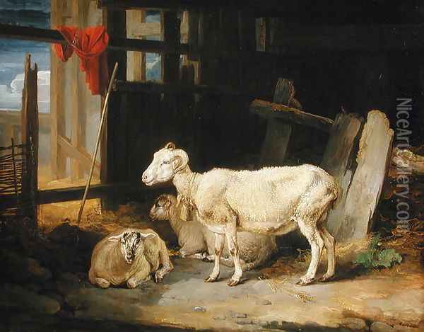 Heath Ewe and Lambs, 1810 Oil Painting - James Ward