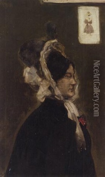 Woman In A Black Bonnet Oil Painting - William (Sir) Rothenstein