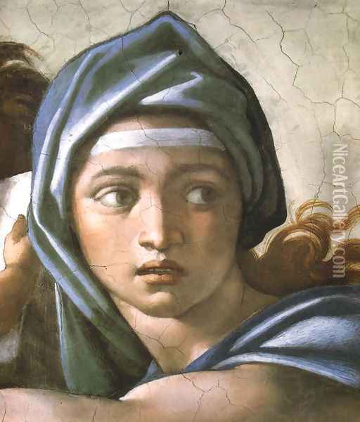 Delphic Sibyl Oil Painting - Michelangelo Buonarroti