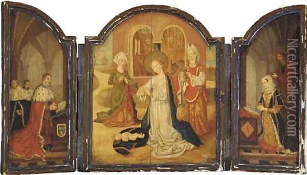 The Madonna and child with Lord Darnley and Mary Queen of Scots Oil Painting - English School