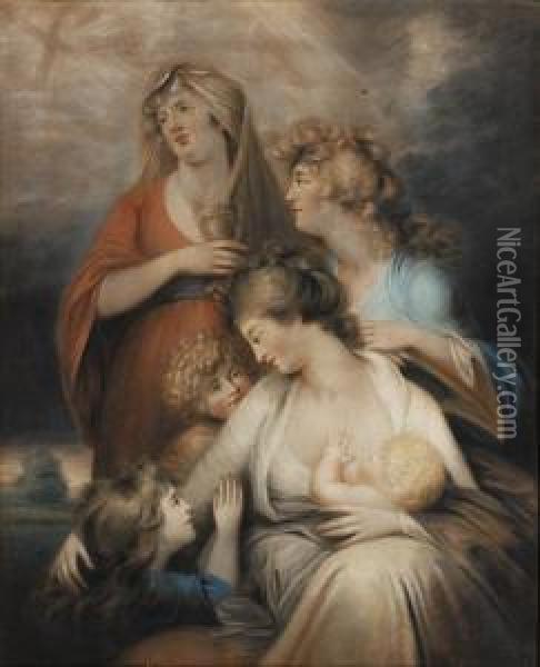 Faith, Hope And Charity Oil Painting - Matthew William Peters