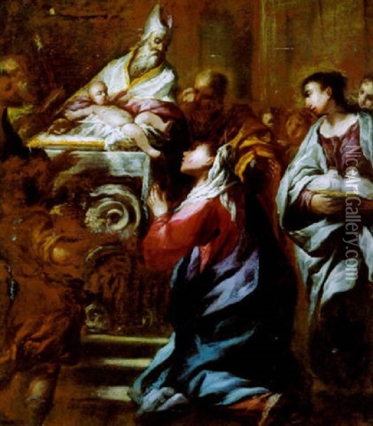 Die Darstellung Im Tempel Oil Painting - Giovanni Camillo Sagrestani