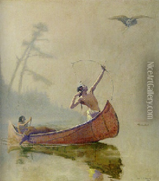 Indian Hunters In The Mist Oil Painting - George de Forest Brush