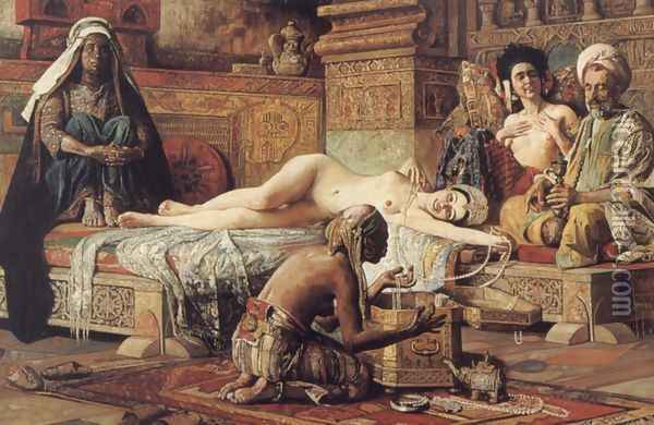 In the Harem Oil Painting - Gyula Tornai
