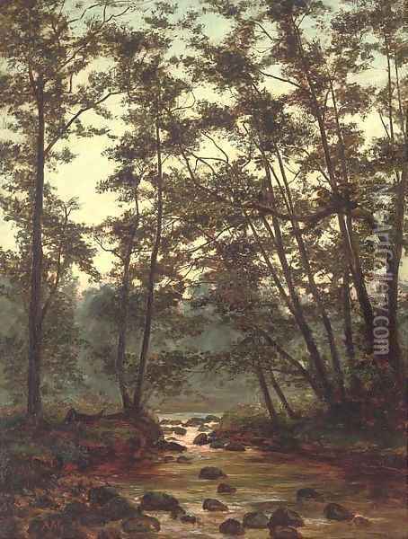 River Mole, near Box Hill, Surrey Oil Painting - Alfred Glendening