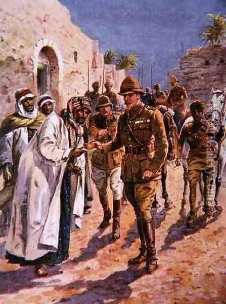 The Arab Sheikhs Hospitality to General Maude, illustration from Brave Deeds by Brave Men, by C. Sheridan Jones, pub. 1922 Oil Painting - Henry A. (Harry) Payne