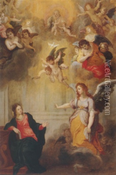 The Annunciation Oil Painting - Hans Rottenhammer the Elder