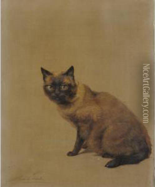 Siamese Cat Oil Painting - Maud Earl