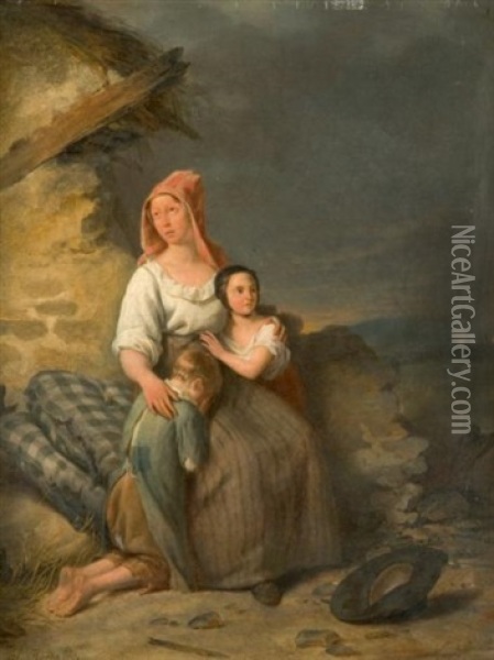 La Famille Du Marin Oil Painting - Jean Alphonse Roehn