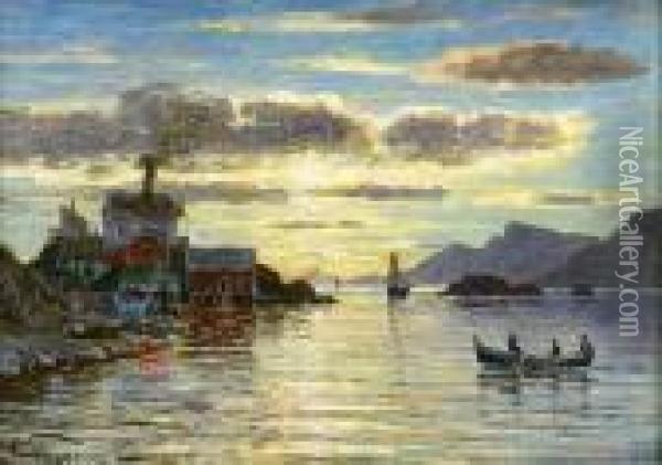 Folkeliv Ved Norlandskyst Oil Painting - Adelsteen Normann