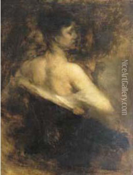 Portrait De Femme De Dos Oil Painting - Eugene Carriere