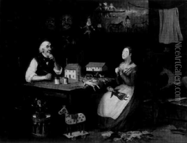 Caleb Plummer And His Daughter Bertha Oil Painting - George Fox