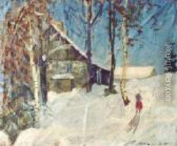 Pejzaz Zimowy Oil Painting - Artur Wasner