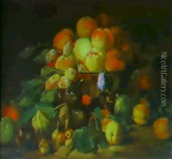 Stilleben Mit Einer Glasernen Schale Und Fruchten Oil Painting - Abraham Brueghel