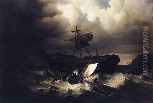 The Wreck of an Emigrant Ship on the Coast of New England Oil Painting - William Bradford