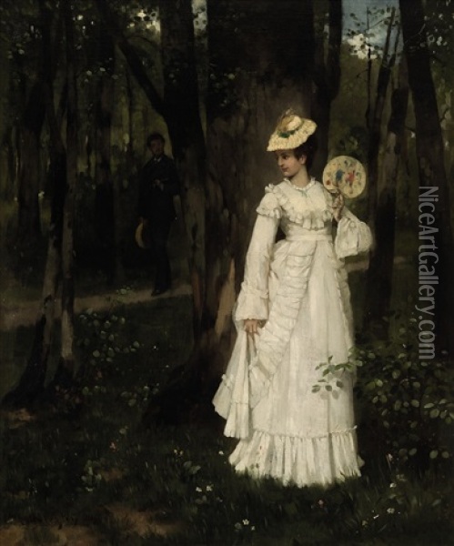 Begegnung Im Park Oil Painting - Eduard Niczky