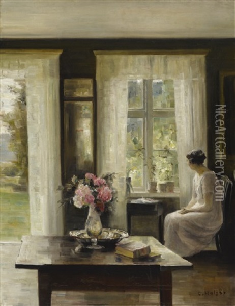 Interior, Light Of Spring Oil Painting - Carl Vilhelm Holsoe