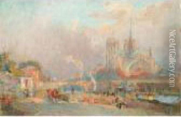Notre Dame De Paris, Vue Du Quai De La Tournelle Oil Painting - Albert Lebourg