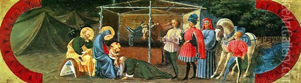 Adoration of the Magi (Quarate predella) Oil Painting - Paolo Uccello
