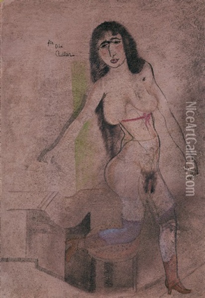 Stehender Weiblicher Akt Oil Painting - Jankel Adler