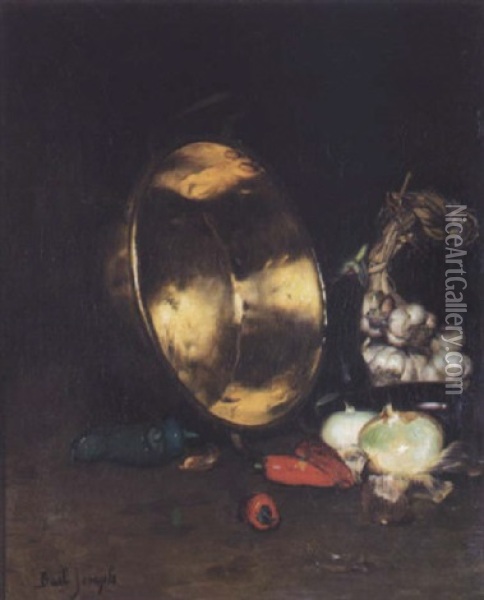 Cuivres, Aulx Et Poivrons Oil Painting - Joseph Bail