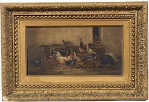 Barnyard Fowl Oil Painting - Claude Guilleminet