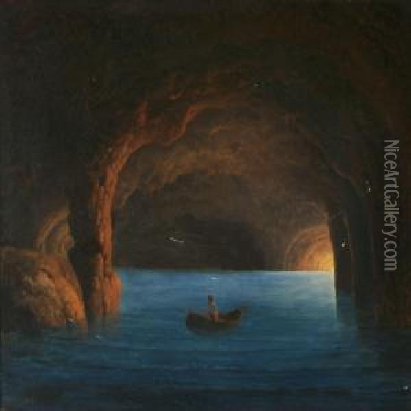 The Blue Cave On Capri, Italy Oil Painting - Georg Emil Libert